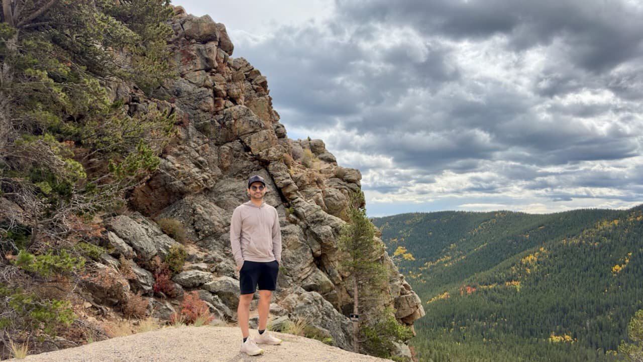 Shubhankar Pinge on a ridge in the Colorado foothills